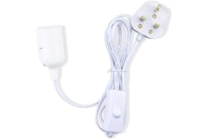 Bonlux E27 plug in Pendant Light Cord Durable Hanging Lamp White Fitting Kit, 1.8 m Gold Fabric Cable Wire with On-off Switch UK Plug, Extension Lamp Holder Lantern Light Ceiling Lighting Fitting