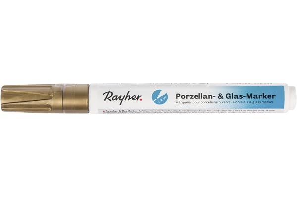 Rayher Marqueur pour verre & porcelaine effet, décoration 1-2 mm doré, 38734616