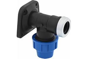 Raccordo a Gomito a Piastra a Muro 25 mm x 3/4“ – Raccordi MDPE a compressione piastra a parete per tubo dell’aqua PN16 - Connettori PP per Tubi PE80, PE100 – 1 pezzo - SmartProduct