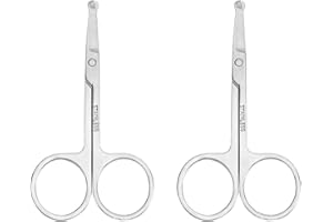 CXAFQ 2 Stück Professionelle kleine Haarschere für Ohren und Nasen, mit gebogenen Sicherheitsklingen und abgerundeter Spitze, zum Trimmen kleiner Details, für Gesichtshaare(Silber)