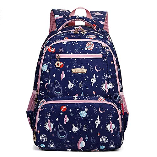 Preisvergleich Produktbild Hirkase Mädchen Schulrucksack, Farbdruck Große Kapazität, Reiche Muster, für Mädchen Kinder Jugendliche, Stern-Saphir