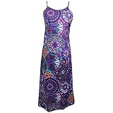 Mogul Interior Women Summer Dress Purple Printed Deep Back Beach Maxi Sundress