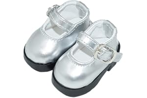 niannyyhouse Muñeca de peluche de 20 cm, zapatos de piel de tacón alto, longitud de 5 cm, accesorios de muñeca de 8 pulgadas (plateado)