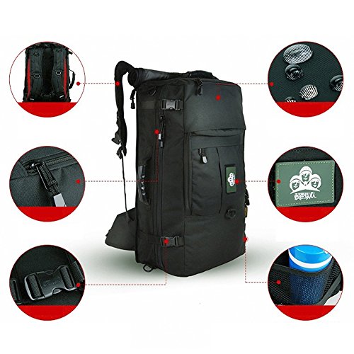 YAAGLE Mens Womens Military Combat Tactical 50L/60LWaterproof 900D Oxford Sports Biking Hiking Cycling Climbing Camping Rucksack Outdoor Backpack Travel Duffle Bag 15.6/17-inch Laptop Pack Camouflage