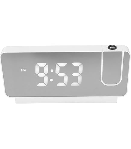 Cuteefun Wekker met plafondprojector, digitale nachtwekker, temperatuur, snooze, instelbare helderheid, 12/24 uur, kleurrijke cijfers