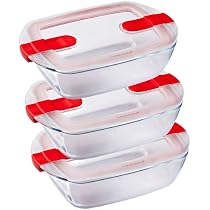 COOK WITH COLOR Set 32 Pezzi Contenitori In Vetro Borosilicato Con Divisori: Rettangolari, Rotondi E Quadrati, Coperchi Ermetici, Per Preparazione E Conservazione Pasti, Nero Sfumato
