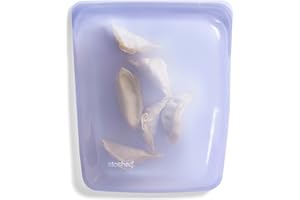 Stasher Borsa portaoggetti riutilizzabile in silicone, 1/2 gallone (lavanda), contenitore per la preparazione di pasti per alimenti, per pranzo, viaggi, trucco, palestra, freezer, forno, microonde,