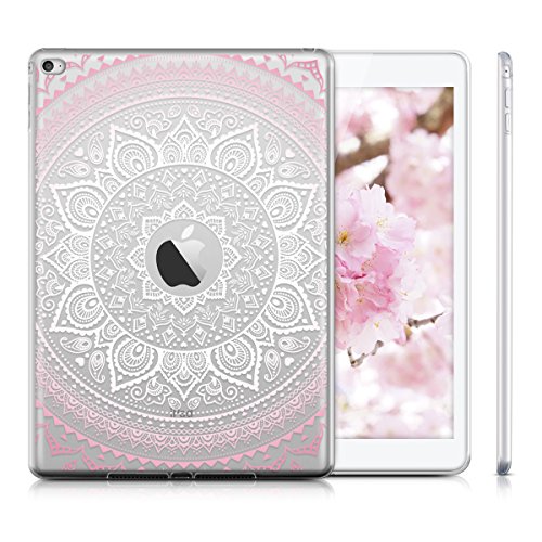 kwmobile Hülle für Apple iPad Air 2 – Case Handy Schutzhülle TPU Silikon für Tablet – Backcover Cover klar Rosa Weiß Transparent - 5