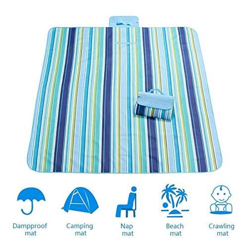 Picknickdecke, Nazzamo Stranddecke Picknickmatte, Fleece-Picknick-Decke mit Wasserabweisender Unterseite,70″ x 56″ - 3