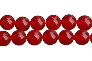 SKYBEADS Perles Pierre de Calcédoine Teintées Rouge 6mm pour Bijoux Longueur 38cm Environ 60 pcs
