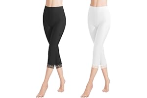 Libella Damen Leggings 3/4 Hose mit Spitze aus Baumwolle Capri-Hose mit Hohe Taille bunt Slim Fitnesshose Mehrfarbig 4166
