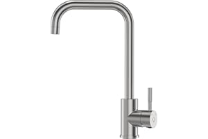 CECIPA Wasserhahn Küche Edelstahl, Küchenarmatur Hochdruck 360° Drehung, Mischbatterie Küche aus Edelstahl 304 Anti-Fingerabdruck, Spültischarmatur mit G3/8'' Anschlüsse, Armatur Küche Gebürstet