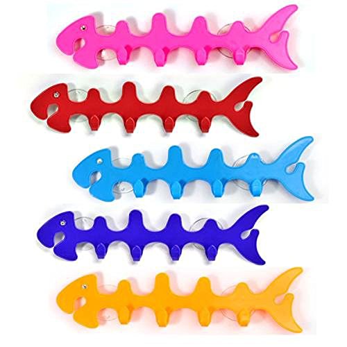niceeshop(TM) Einstellbar Plastik Fischförmig Design Haken Handtuchhaken Mit Saugnapf