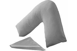 CHILIMILII Orthopaedic V-pillow with Free Pillowcase- Pregnancy/Maternity Support Triangle Pillow with Polycotton Case 74x34cm-Hollow Fibre Pillow for Neck,Back, Shoulders (Grey)