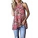 Produktbild Rovinci Damen Chiffon Vest Top Sleeveless Casual Tank Summer Lose Tops T-Shirt Weste Sommer Blusen Rose Drucken O-Ausschnitt Schulterfrei Blumendruck Falten Trägertop Oberteile Bluse (L, Rosa 02)