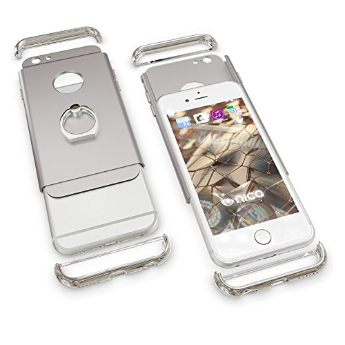 iPhone 6 6S Ring HÃ¼lle HandyhÃ¼lle von NALIA, Schutz-Cover mit 360-Grad Fingerhalterung, DÃ¼nnes Hard-Case mit StÃ¤nder, Slim Backcover Etui matt metallisch fÃ¼r Apple iPhone 6S 6 Smartphone - Silber