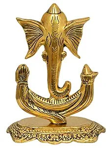 Nexplora Industries Pvt. Ltd. Metal Ganesh Idol, Height 18 cm, Gold Antique, 1 Piece