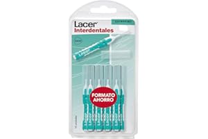 LACER - Cepillo Interdental Recto Extrafino Pack 10 Unidades, Mango Bimaterial y Antideslizante, Cuello Flexible, Máxima Eficacia, Filamentos Tynex, Previene y Elimina la Placa Bacteriana