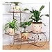 Produktbild WYB Blumenständer, Multi-Tier Indoor Balkon Dekoration Rahmen Schmiedeeisen Wohnzimmer Sparen Platz Blumentopf Rack Boden Typ (Farbe : Messing)