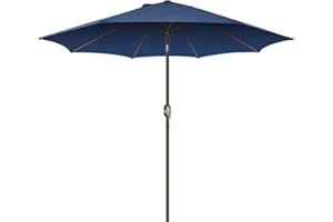 Mansader 2.7M Garden Parasol Umbrella, UV Protect Patio Umbrella with Push Button Tilt & Crank Handle