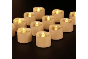 Anstore Battery Tea Lights - 12 Pack Battery Operated Candles with Timer for 6/18 Hours Cycle, 3.2 x 3.6 cm Warm White