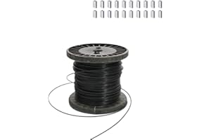 XMRISE mit schwarzem Vinyl beschichtet 304 Edelstahl-Drahtseil-Kabel-Linie 1 * 7 Struktur Diameter0.04in / 1mm, Length98.4FT / 30m