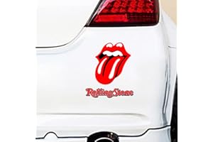 ACOTOBO Autocollant Rolling Stone - Logo Iconique des Lèvres Rouges avec Langue - Sticker Rock Rétro pour Voiture et Objets (18x20cm, 2 pièces)