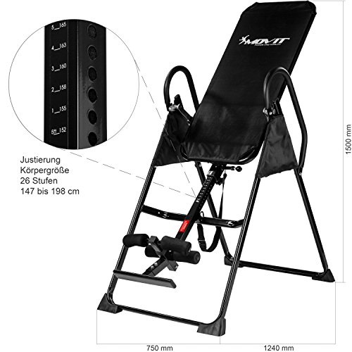 MOVIT® Inversionsbank / Rückentrainer „Gravity“, TÜV SÜD GS zertifiziert, Rahmenfarbe Silber/Schwarz oder Schwarz, Benutzergewicht bis 136kg - 2