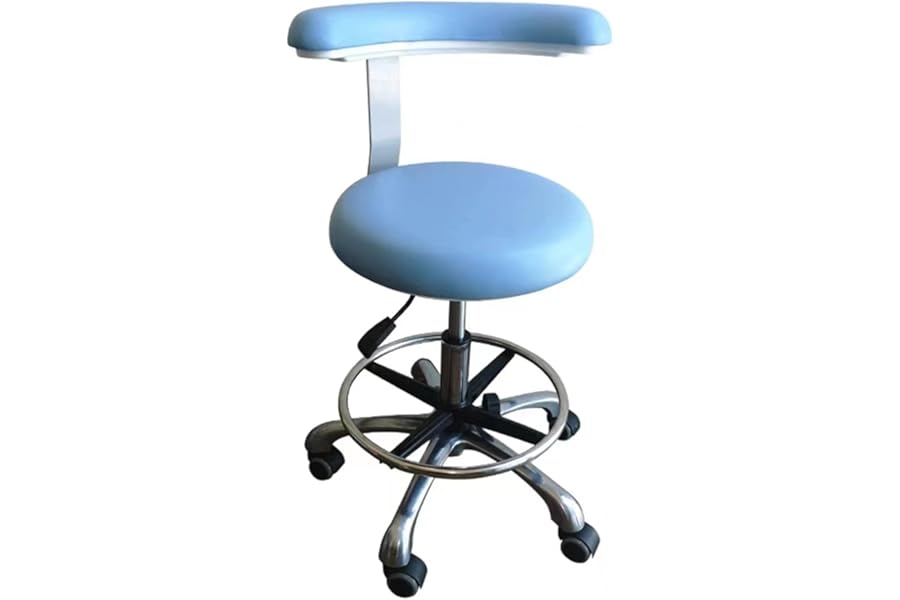 Professional Dental Assistant Stool with 360° Rotation Armrest and Height Adjustable PU Leather Saddle Comfortable Dentist Chair for Salon Use