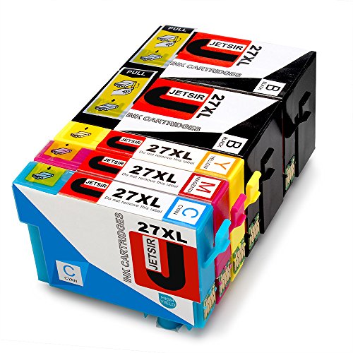 JETSIR Kompatibel Druckerpatronen Ersatz für Epson 27XL, Hohe Ergiebigkeit Kompatibel Mit Epson Workforce WF-3640 3620 7610 7110 7620 Drucker (2 Schwarz, 1 Cyan, 1 Magenta, 1 Gelb)