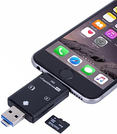 SD Card Reader High Speed Lightning Mirco SD Card/USB/TF/OTG 4-in-2 USB Flash Drive Card Reader for iPhone iPad PC Android by Okapia(black)