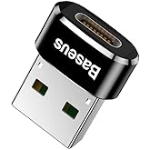 Baseus, Bilgisayar/Telefon Mini Hub Adapt&ouml;r&uuml;, Siyah, 3A, Giriş: USB Type A 2.0, &Ccedil;ıkış: USB Type C,Seyahat Boy, Hafif