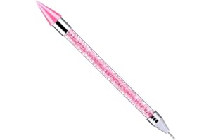 MAGGIKEY Dual-Ended Rhinestone Picker Dotting Pen for Nail Art - Wax Pencil with Pink Handle, Perfect for Picking Up Jewel Gems, Crystals and Studs