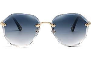 kimorn Gafas De Sol Para Mujeres De Gran Tamaño Sin Aros Lente De Corte De Diamante Clásico K0637