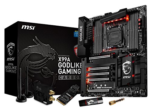 MSI X99A GODLIKE Gaming Carbon - Placa Base Entusiasta (Chipset Intel X99, Mystic Light, DDR4 Boost, Steel Armor, Killer Double Shot-X3 Pro, Audio Boost 3 Pro, Game Boost, Military Class IV)