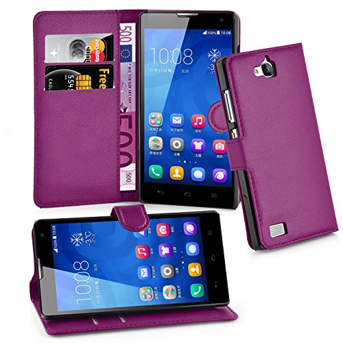 Cadorabo Honor 3C Funda Estilo Libro de Cuero Sint  tico en VIOLETA DE MANGANESO Cubierta Protectora con Cierre Magn  tico  Tarjetero y Funci  n de Suporte     Protecci  n Carcasa Caja Etui Case Cover