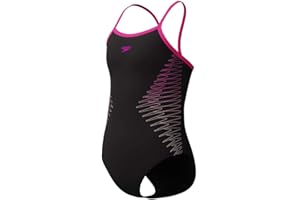 Speedo Plastisol Placement Badeanzug für Mädchen, dünne Riemen, Muscleback, Rosa