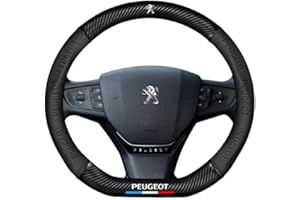 VELOMY Voiture Couvre Volant pour Peugeot 508 2010-2018,Microfibre PU Cuir Protège-Volant Respirant Antidérapant Durable Voiture Protection Accessoires Housses Volant Voiture 37-38cm intérieur