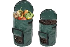 FOUTP 2pcs Sacs De Compost De Jardin, Composteur, Poubelle à Compost Sacs à DéChets De Jardin avec PoignéEs, Pliable Et RéUtilisable, Bac à Compost Organique éCologique avec Adapté à La Cuisine
