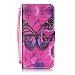 Produktbild Nancen Apple iPhone 6 / 6S (4,7 Zoll) Hülle Case Handyhülle Brieftasche Etui Lederhülle Schutzhülle Abdeckung Bookstyle Klappcase mit 2 Kartenslots 1 Wallet Tasche Handgelenk Seil Magnetverschluss Bracket-Funktion Full Silikon Weich Innenschale Gemaltes Muster [Schwarzer Schmetterling]