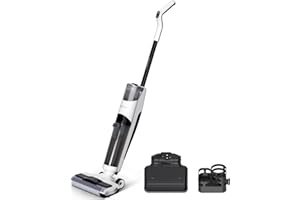 PUREPLUS Aspirador Inteligente en Seco y Húmedo, Aspirador Inalámbrico para Suelos Duros con Sistema de Limpieza de Bordes y Autolimpieza para Eliminar la Suciedad Húmeda y Seca