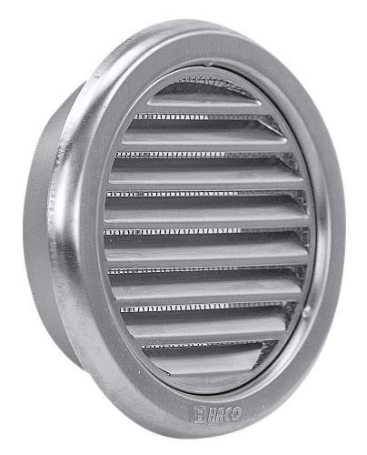 Edelstahl Lüftungsgitter – Abluftgitter – rund – mit Flansch/Rohranschluß und Insektenschutz: Deckmaß: 127 mm (NVM-100) - 2