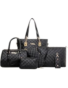 fanhappygo Fashion Retro Leder Damen Handtasche PU Leder Schulter Bag Kupplung Geldbörsen Tote 6 sets