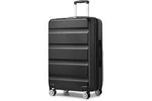 KONO Koffer Trolley Groß Erweiterbares Hartschalengepäck Leichte Koffer XL mit TSA-Schloss und 4 Doppelspinnrollen ideal für Reisen und Business 75x47.5x29.5cm, Schwarz