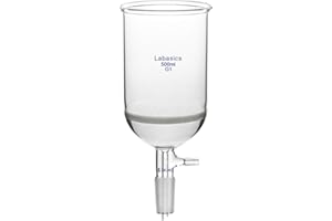 Labasics Borosilikat Glas Büchner Filtertrichter mit Grob Fritte (G1), 95mm I.D, 120mm Tiefe, Buchner Filtering Funnel mit 24/40 Standard Taper Innengelenk und Vakuumverzahnte Tubulation (500ml)