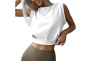 FFWTPY Damen Sport Tank Tops Ärmelloses Workout Crop Top Yoga Fitness Shirt Running T-Shirts Sommer Trainieren Lässig Oberteile Funktions Shirt