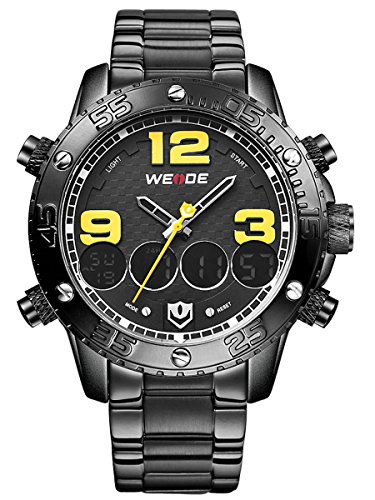 Alienwork DualTime Analog-Digital Armbanduhr Chronograph LCD Uhr Multi-funktion XXL Oversized schwarz Metall OS.WH-3405-B-6 Alienwork DualTime Analog-Digital Armbanduhr Chronograph LCD Uhr Multi-funktion XXL Oversized schwarz Metall OS.WH-3405-B-6