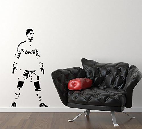 Cristiano Ronaldo Freekick -l- Real Madrid Football Player Wall Decal Sticker -- Made by ''STICKINGTOIT'' -- Great For Children's Bedroom / Nursery / Living Room - Picture Art ------ COLOURS AVAILABLE (If You require another colour please check the colour chart image and MESSAGE us straight away with your choice) (56 wide x 115 high cms, Black)
