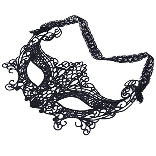 Ciaoed Lady Lace Face Eye Black Mask & Gloves for Venetian Carnival Masquerade Party Night - 3