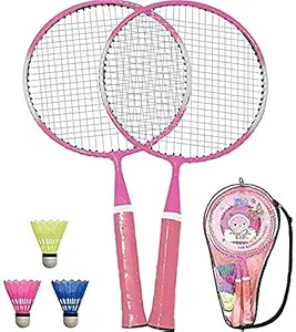 Pargati Koraemon Kids Badminton Steel Short Handle Badminton Racquets (Colour May Vary) Badminton Racket for Kids - Baby Badminton Toy Set
